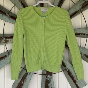 J.G. Hook Women's Green Cable Knit Cardigan Sweater Size L